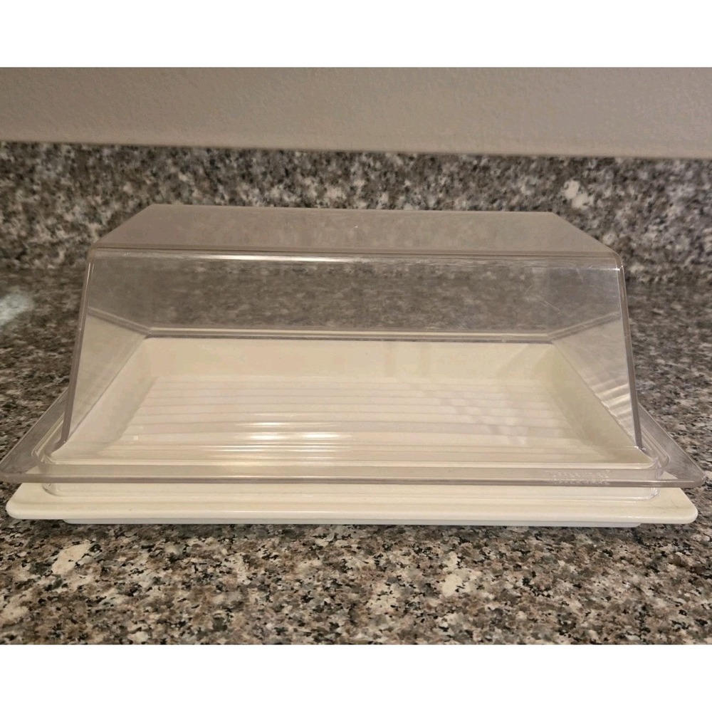 Vintage Two (2) Piece Tupperware Butter Cheese Meat Large Keeper 1634 1635